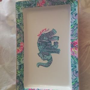 LILLY PULITZER Rectangular BLUE & PURPLE ELEPHANT TRINKET TRAY